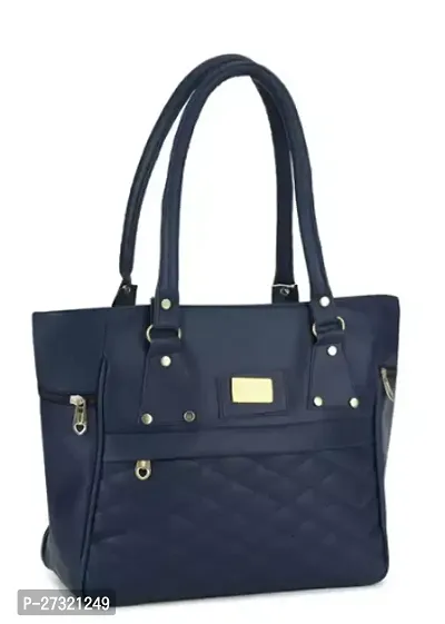 Stylish Blue Leather Handbag For Women-thumb0