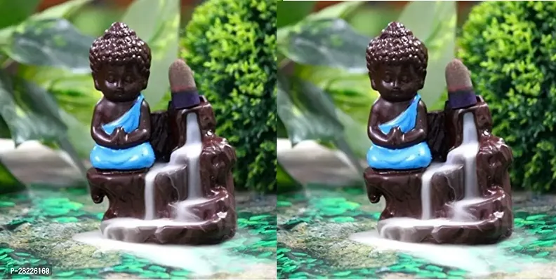 Monk Buddha Smoke Backflow Statue Smoke Fountain Home Decoration ackflow Incense Holder Pack of 2