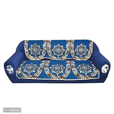 SPIEx-cell Excell loomtex Presents Flower Blue_Sofa Cover 2 pcs of Exclusive Royal Look Velvet Sofa Cover Set of Heavy Fabric 500 TC Floral Design 3 Seater Sofa Cover -|| Set of 2 Piece ||