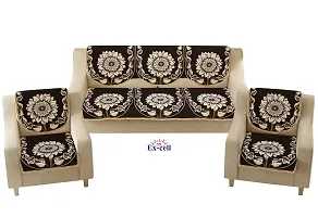 SPIEx-cell Excell loomtex Presents Sunflower Print Sofa Cover of Exclusive Royal Look Velvet Sofa Cover Set of Heavy Fabric 500 TC Floral Design 5 Seater Sofa Cover -|| Set of 6 Piece ||-thumb3