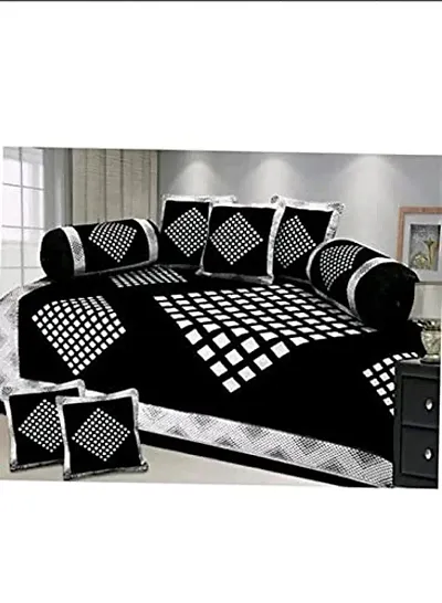 Excell loomtex Presents Attractive Diamond Theme Diwan Set which Contains 1 bedsheet, 2 bolsters, 5 Cushion Cover