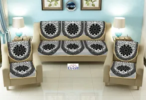 Excell loomtex Presents Exclusive Royal Look Velvet Sofa Cover Set with Heavy Fabric 500 TC Floral Design 5 Seater Sofa Cover -| Set of 10 Piece |-thumb1