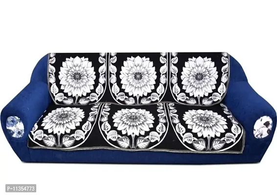 SPIEx-cell Excell loomtex Presents Sunflower Black_Sofa Cover 2 pcs of Exclusive Royal Look Velvet Sofa Cover Set of Heavy Fabric 500 TC Floral Design 3 Seater Sofa Cover -|| Set of 2 Piece ||