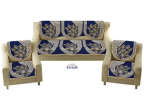 SPIEx-cell Excell loomtex Presents SK_34 Patti Print Sofa Cover of Exclusive Royal Look Velvet Sofa Cover Set of Heavy Fabric 500 TC Floral Design 5 Seater Sofa Cover -|| Set of 6 Piece ||-thumb2