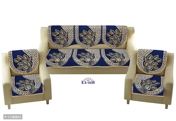 SPIEx-cell Excell loomtex Presents SK_34 Patti Print Sofa Cover of Exclusive Royal Look Velvet Sofa Cover Set of Heavy Fabric 500 TC Floral Design 5 Seater Sofa Cover -|| Set of 6 Piece ||-thumb3