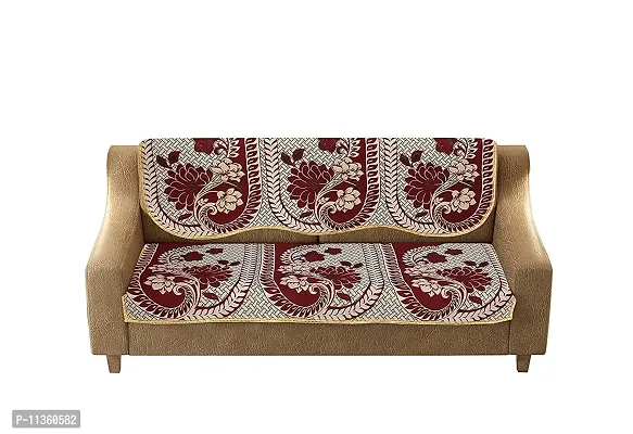 SPIEx-cell Excell loomtex Presents 060_Sofa Cover 2 pcs of Exclusive Royal Look Velvet Sofa Cover Set of Heavy Fabric 500 TC Floral Design 3 Seater Sofa Cover -|| Set of 2 Piece ||-thumb2