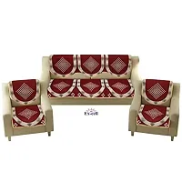 Excell loomtex Presents Exclusive Royal Look Velvet with Heavy Fabric 500 TC Floral Design 5 Seater Sofa Cover Set (Maroon, Medium) of 10 Piece-thumb2