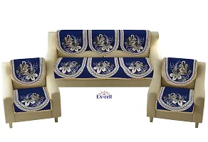 SPIEx-cell Excell loomtex Presents 062_Sofa Cover of Exclusive Royal Look Velvet Sofa Cover Set of Heavy Fabric 500 TC Floral Design 5 Seater Sofa Cover -|| Set of 6 Piece ||-thumb1