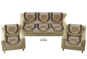 Excell loomtex Presents Exclusive Royal Look Velvet Sofa Cover Set of Heavy Fabric 500 TC Floral Design 5 Seater Sofa Cover -|| Set of 6 Piece ||-thumb1