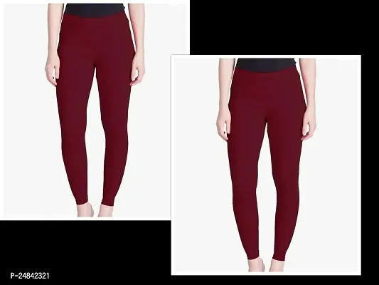 Fabulous Maroon Cotton Solid Leggings For Women Pack Of 2