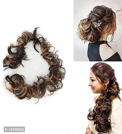 VSAKSH 30 Inch Frill Hairstyle Ponytail  Bun Synthetic Curly Messy Bun Hair Extensions For Women  Girls