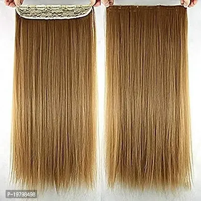 VSAKSH 24 Inch Dark Blonde Straight Synthetic With 5 Clips Hair Extension For Women  Girls