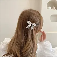 VSAKSH Clips Bow Hairpin Barrettes Headdress Bowknot Woman Butterfuly Golden Clip Decor Shape French Women, Rhinestone Female Spring Silver Hair Pearl Clip Hair Accessories-thumb1