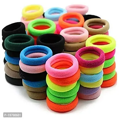 VSAKSH Multicolor Elastic Cotton Stretch Hair Ties, Ponytail Holders, Hair Rubber Band For Girls  Women Random Color (Pack Of 12)-thumb2