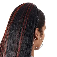 VSAKSH 30 inch Black  Red Highlighted Synthetic Long Shiny Straight Hair Extension Wig (Black Red Highlight) for Women  Girls-thumb3