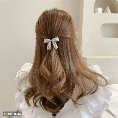VSAKSH Clips Bow Hairpin Barrettes Headdress Bowknot Woman Butterfuly Golden Clip Decor Shape French Women, Rhinestone Female Spring Silver Hair Pearl Clip Hair Accessories-thumb4