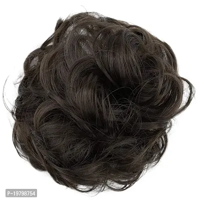 VSAKSH Curly/Messy/Wavy Synthetic Bun Hair Extension For Women  Girls (Dark Brown)