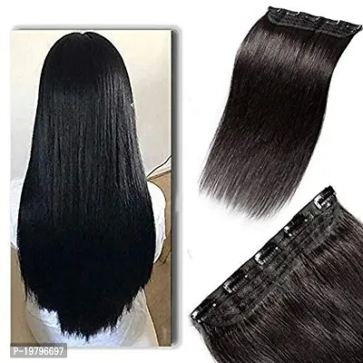 VSAKSH 25 Inch, 5 Clips in Pack of 1 Pack Straight Long Hair Extension (Natural Black)