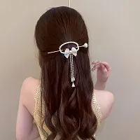 VSAKSH Tassel Pearl Hair Stick Elegant With Bow Tie Metal clip Bun Holder Hair Accessories For Girls  Women-thumb3