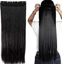 VSAKSH 25 Inch, 5 Clips in Pack of 1 Pack Straight Long Hair Extension (Natural Black)-thumb1