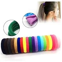 VSAKSH Multicolor Elastic Cotton Stretch Hair Ties, Ponytail Holders, Hair Rubber Band For Girls  Women Random Color (Pack Of 12)-thumb2