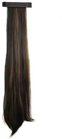 VSAKSH Long Straight Wrap Around Ponytail Synthetic Extension for Women  Girls (Golden Highlighted)-thumb1