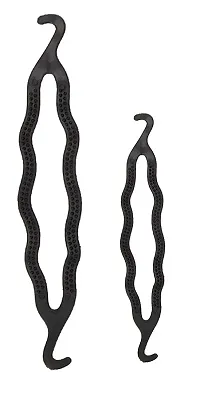 VSAKSH Buy 2 Metal Zig Zag Hair Band Get 2 Hair Bun Maker Hair Accessories For Girls  Women - Black-thumb4