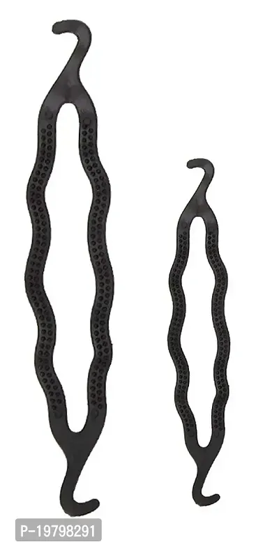 VSAKSH Buy 2 Metal Zig Zag Hair Band Get 2 Hair Bun Maker Hair Accessories For Girls  Women - Black-thumb5