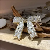 VSAKSH Clips Bow Hairpin Barrettes Headdress Bowknot Woman Butterfuly Golden Clip Decor Shape French Women, Rhinestone Female Spring Silver Hair Pearl Clip Hair Accessories-thumb2