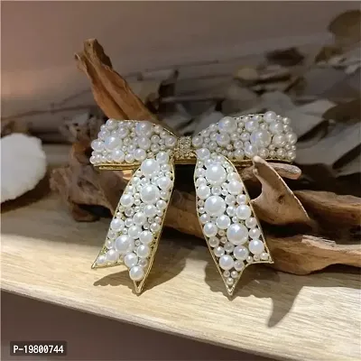 VSAKSH Clips Bow Hairpin Barrettes Headdress Bowknot Woman Butterfuly Golden Clip Decor Shape French Women, Rhinestone Female Spring Silver Hair Pearl Clip Hair Accessories-thumb3