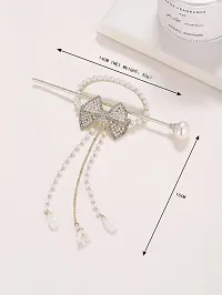 VSAKSH Tassel Pearl Hair Stick Elegant With Bow Tie Metal clip Bun Holder Hair Accessories For Girls  Women-thumb1