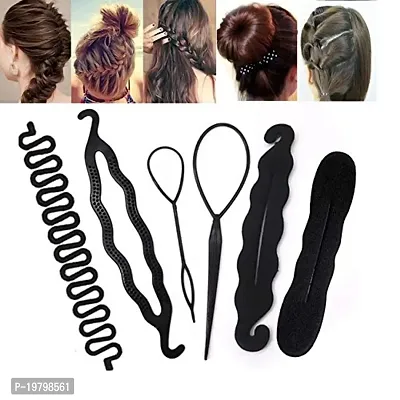 VSAKSH Multi Hairstyle Tools Women Magic Donut Hair Bun Maker Braiding Twist Hair Clip Accessories/Hair Accessories for Women - Black (Black-3)