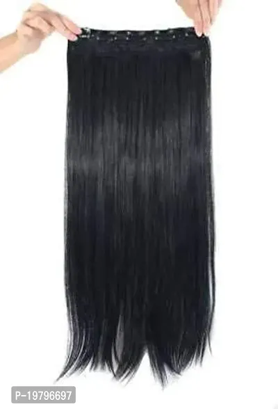 VSAKSH 25 Inch, 5 Clips in Pack of 1 Pack Straight Long Hair Extension (Natural Black)-thumb3