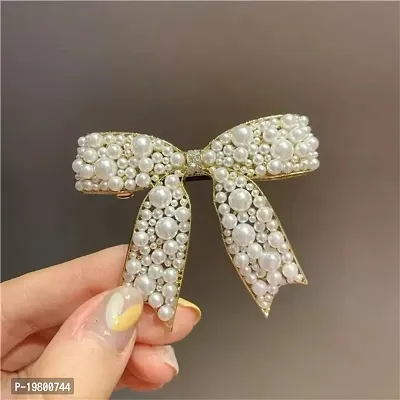 VSAKSH Clips Bow Hairpin Barrettes Headdress Bowknot Woman Butterfuly Golden Clip Decor Shape French Women, Rhinestone Female Spring Silver Hair Pearl Clip Hair Accessories-thumb0