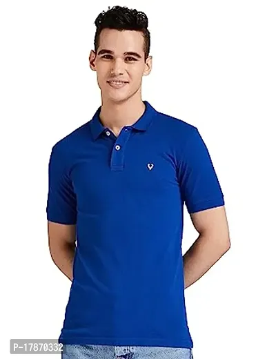 Reliable Navy Blue Cotton Solid Polos For Men-thumb0