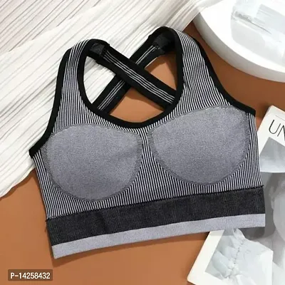 Stylish Grey Cotton Blend Solid Everyday Bras For Women