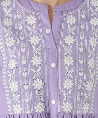 Lavender Rayon Chikan Embroidery Kurtas For Women-thumb4