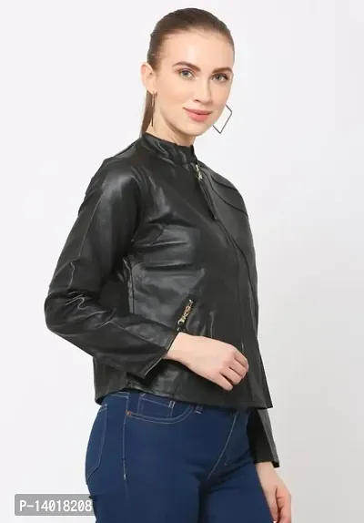 Fabulous Black Rekcin Solid Jackets For Women-thumb3