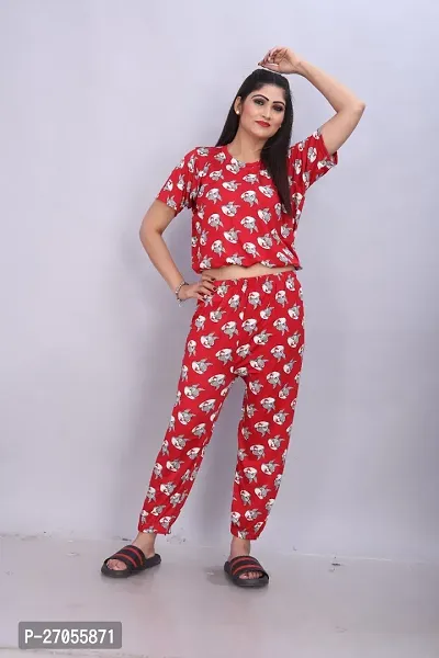 Nightwear Set with Floral Print Red