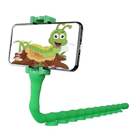 DealFry Flexible Cute Worm Snake Vacuum Stand Lazy Bracket Caterpillar Suction Cup for Compatible with All Mobiles, Tablet & iPhone for Watching Videos, Online Class & E-Books (Green | Assorted)