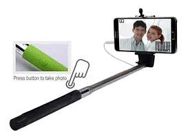 Compact Wired Monopod Extendable Selfie Stick with AUX Wire Built-in Remote Pocket Size Sefie Stick for All iPhone/Samsung/Oppo/Vivo/Xiaomi Redmi  All Smartphones-thumb1