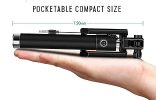 Compact Wired Monopod Extendable Selfie Stick with AUX Wire Built-in Remote Pocket Size Sefie Stick for All iPhone/Samsung/Oppo/Vivo/Xiaomi Redmi  All Smartphones-thumb2