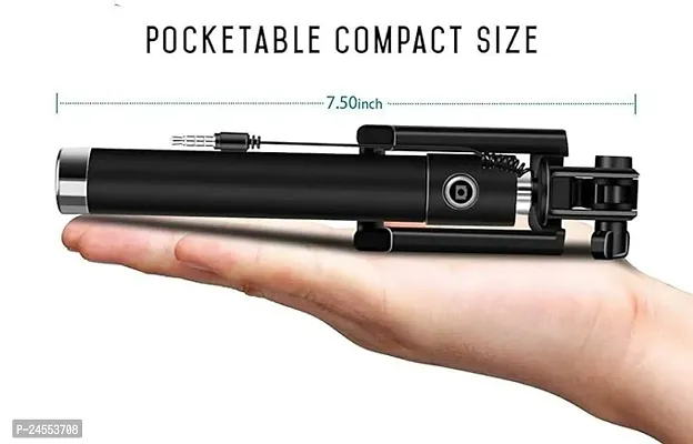 Compact Wired Monopod Extendable Selfie Stick with AUX Wire Built-in Remote Pocket Size Sefie Stick for All iPhone/Samsung/Oppo/Vivo/Xiaomi Redmi  All Smartphones-thumb3