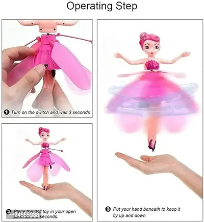 Flying Princess Doll Magic Infrared Induction Control Toy, Play Game RC Flying Toy, Mini Drone Indoor and Outdoor Toys for Kids Boys Girls 6 7 8 9 10 Year Old Gifts (Pink Girl)-thumb2