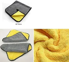 Microfiber Cloth- 800 GSM - 40cm X 40cm - 1 PC- Double Sided, Thick Plush, Lint Free, Super Water Absorbent Microfiber Towel for Car  Bike Cleaning, Polishing, Washing  Detailing-thumb2