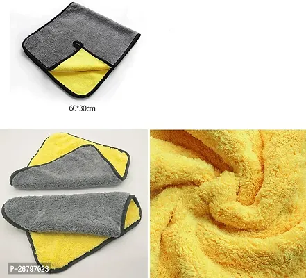 Microfiber Cloth- 800 GSM - 40cm X 40cm - 1 PC- Double Sided, Thick Plush, Lint Free, Super Water Absorbent Microfiber Towel for Car  Bike Cleaning, Polishing, Washing  Detailing-thumb3