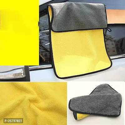 Microfiber Cloth- 800 GSM - 40cm X 40cm - 1 PC- Double Sided, Thick Plush, Lint Free, Super Water Absorbent Microfiber Towel for Car  Bike Cleaning, Polishing, Washing  Detailing-thumb2