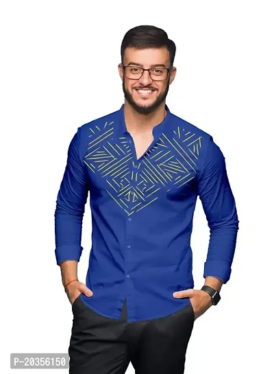 SARAAI Men's Cotton Blend Full Sleeve Slim Fit Shirt|Stylish Casual Wear Shirt for Mens