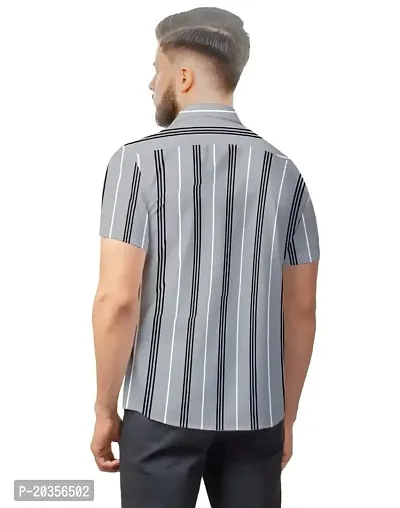 SARAAI Men's Striped Slim fit Shirt | Half Sleeve Shirt for Men-thumb3