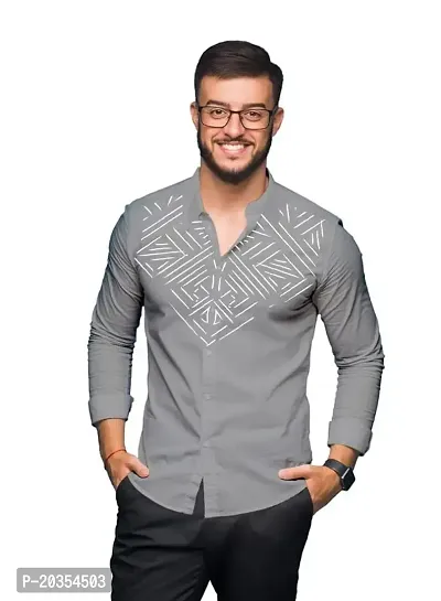 SARAAI Men's Cotton Blend Full Sleeve Slim Fit Shirt|Stylish Casual Wear Shirt for Mens-thumb0